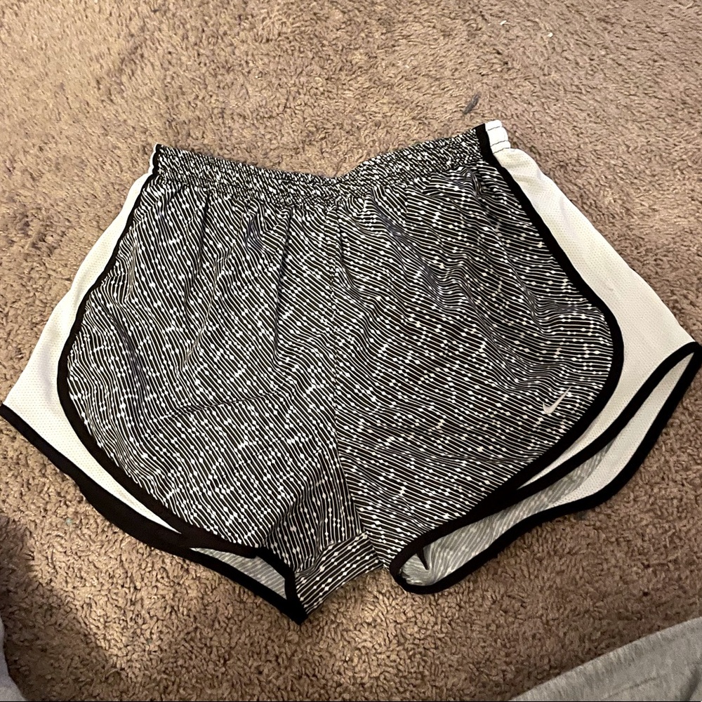 Womens black and white Nike size medium dry fit workout shorts